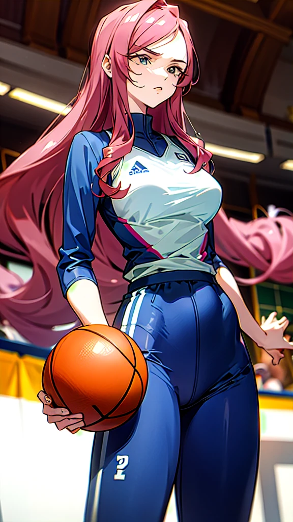 Woman wearing basketball suit