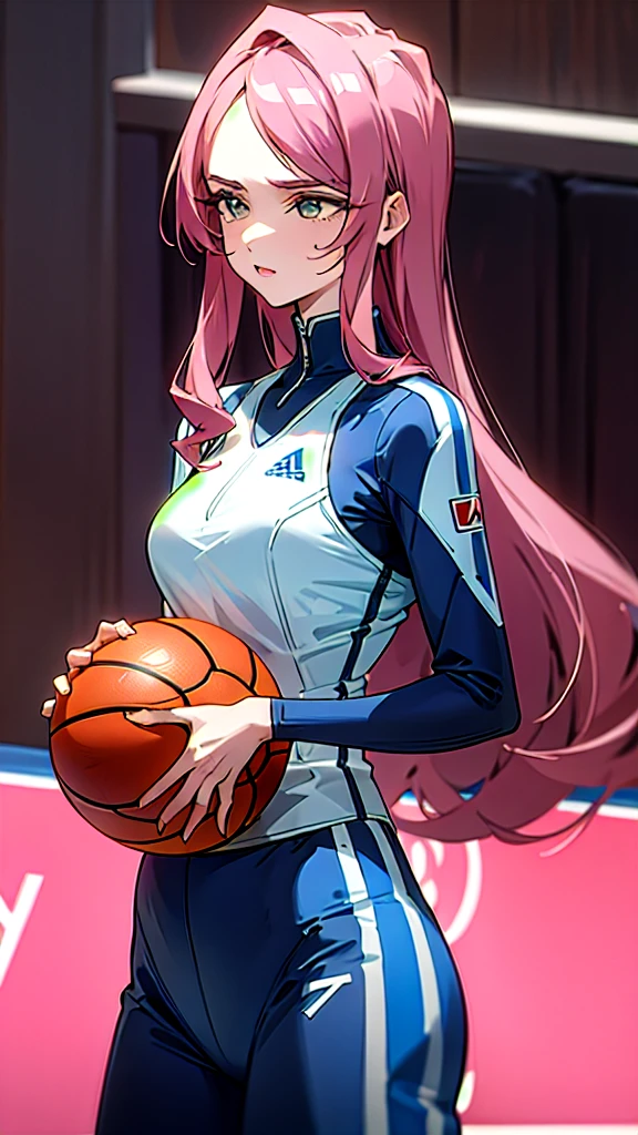 Woman wearing basketball suit