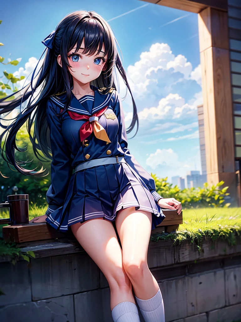 Highest quality,Highest Resolution,A high school girl in a uniform and loose socks,Gal,