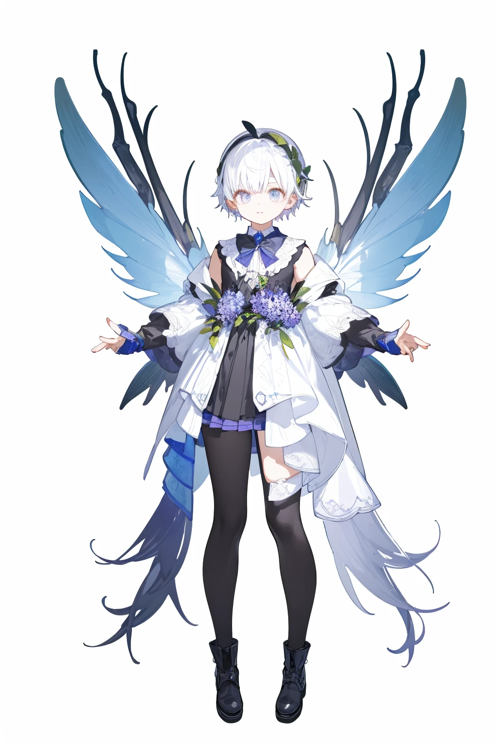 masterpiece, Best lighting, (((Super detailed))), Highest quality, lilac, Forest Fairy, Lily of the valley, ((The Mysterious Forest Boy)), Perfect Anatomy,  Cute Boys, Great body, The perfect proportions,  (((vtuber-fullbody)), No background, Blank Background, ((((((White Background)))))))