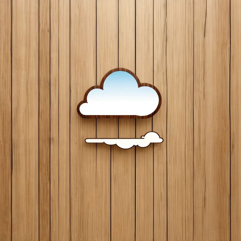 logo D, Wood background, cloud and sky