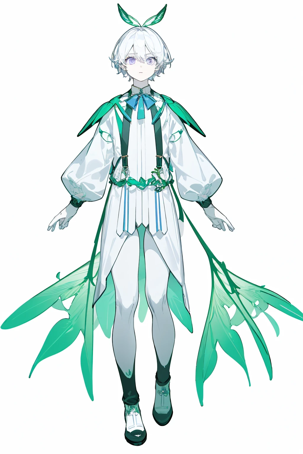 masterpiece, Best lighting, (((Super detailed))), Highest quality, lilac, Forest Fairy, Lily of the valley, ((The Mysterious Forest Boy)), Perfect Anatomy,  Cute Boys, Great body, The perfect proportions,  (((vtuber-fullbody)), No background, Blank Background, ((((((White Background)))))))