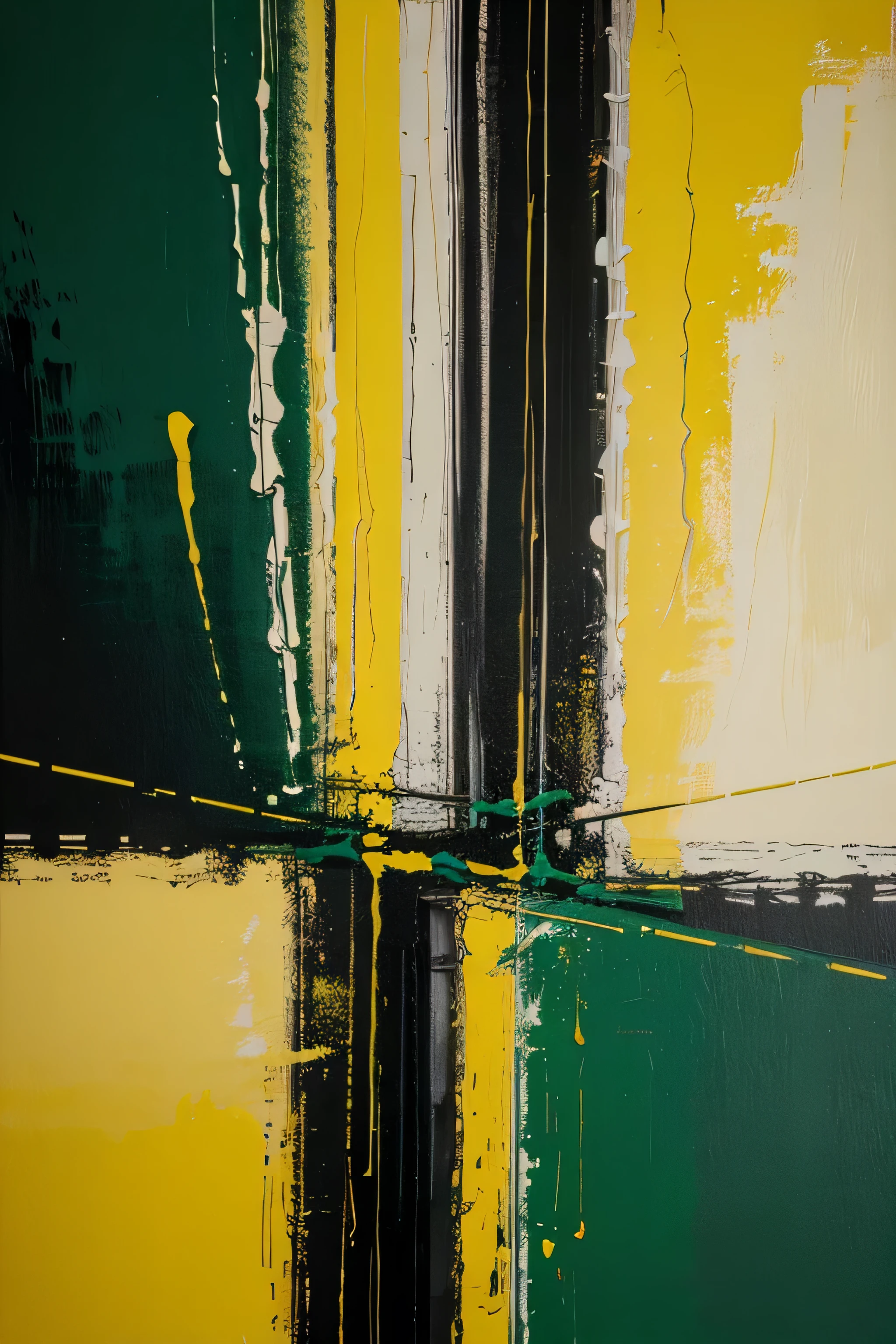 Abstract painting technology with bright green and yellow