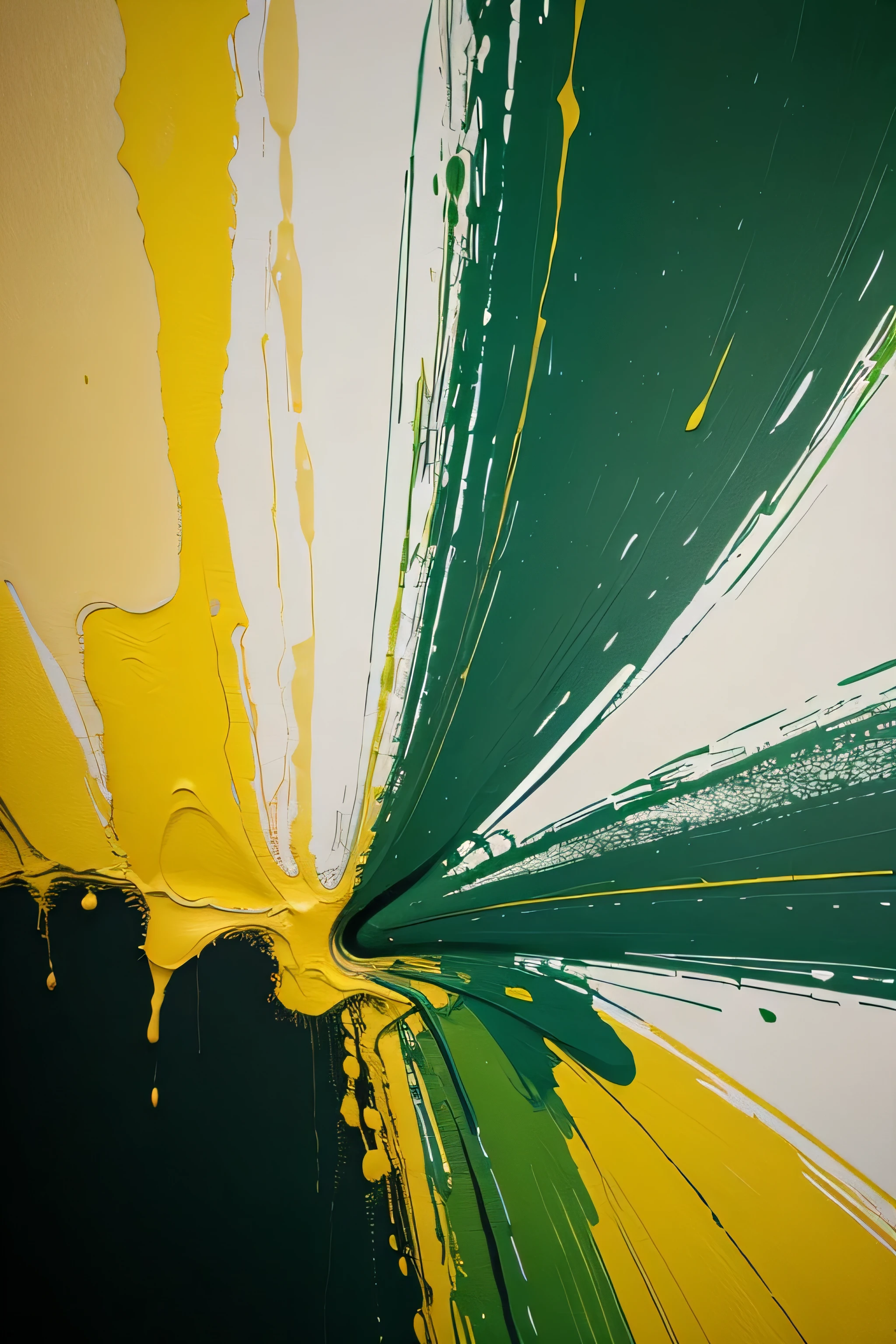 Abstract painting technology with bright green and yellow