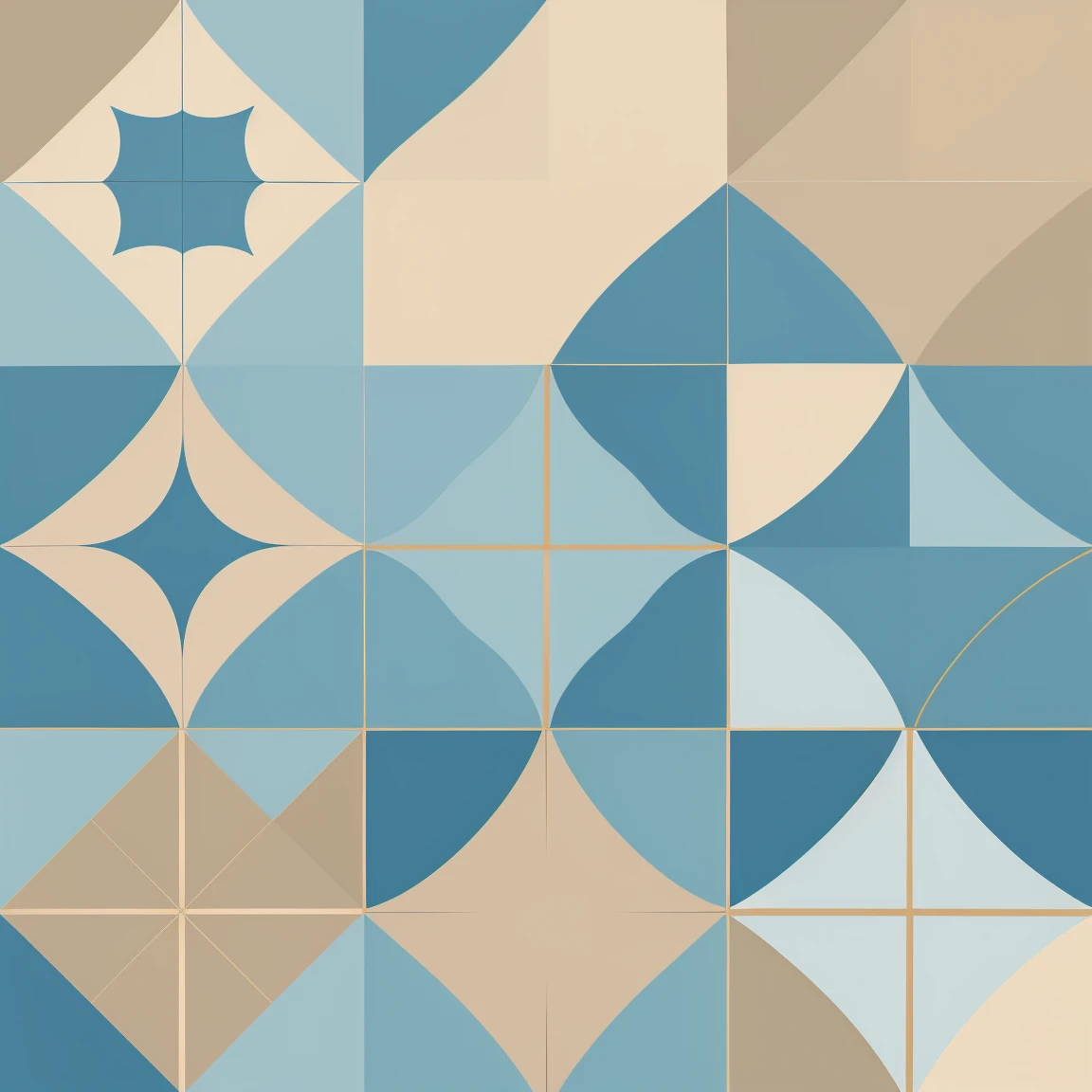 pattern of geometric forms in different positions in different cornsilk and dodger blue colors background, minimalist style
