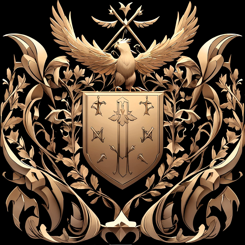 Create a coat of arms with the letters M , au " Alpha mind " au alta qualidade , for a motivational profile, no background.