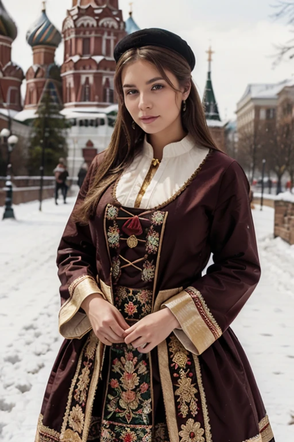 Beautiful female in traditional Russian clothes