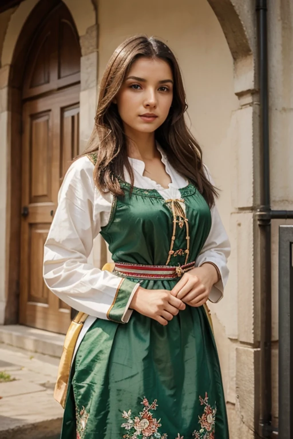 Beautiful female in traditional Hungarian clothes
