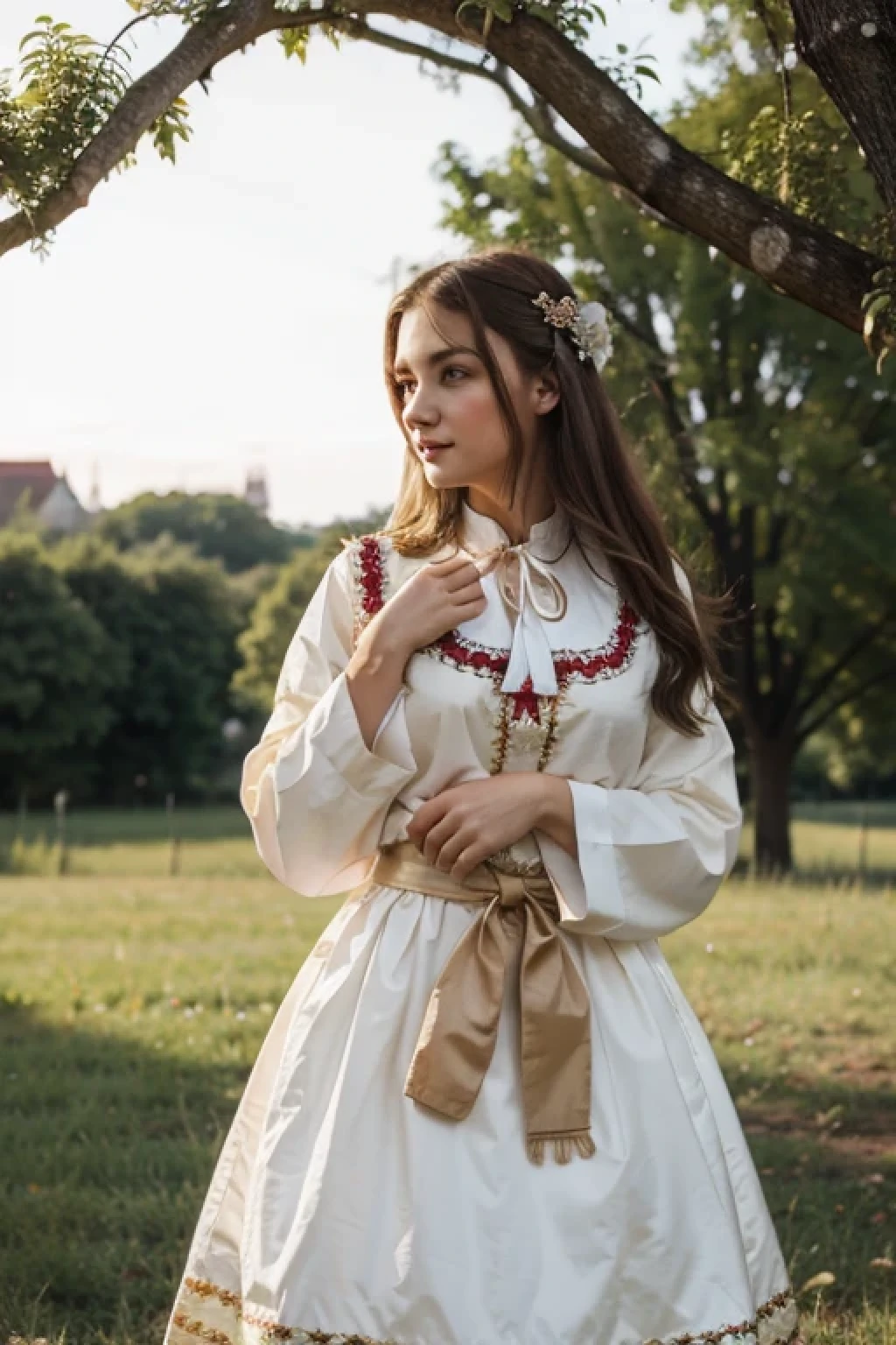 Beautiful female in traditional Hungarian clothes