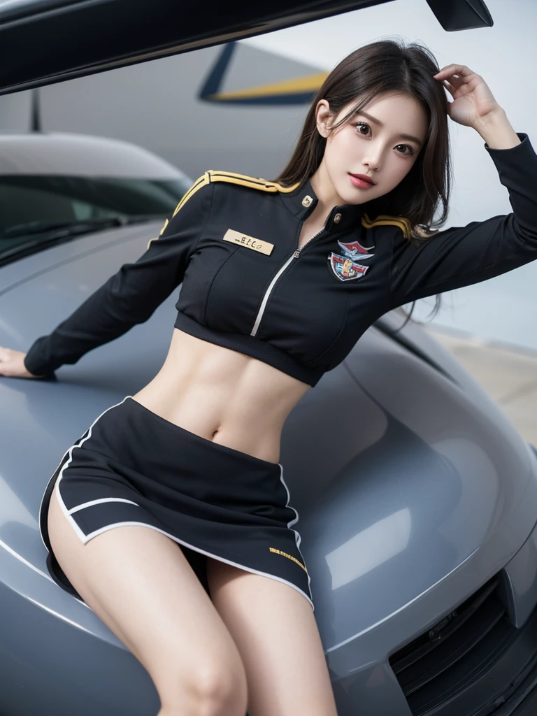 Beauty、Beautyパイロット、beautiful girl、Beauty、Female Pilots、Airplane Pilot Uniform、beauty、Beautiful woman、Show off a slim waist、Handsome woman、mini skirt、Belly button