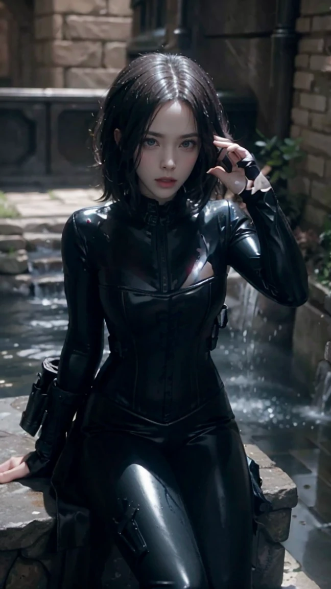 (masterpiece), best quality, expressive eyes, perfect face, Ganjar, underworld, 
Zipper, latex bodysuit, black hair, vampire fang, HD, sitting, leather corset, blue eyes, British, gun, legs, wet, holster, leather boots, selfie, sweating slime, gloves, pink nipples, five fingers, male, Ganjar Pranowo, guy, make