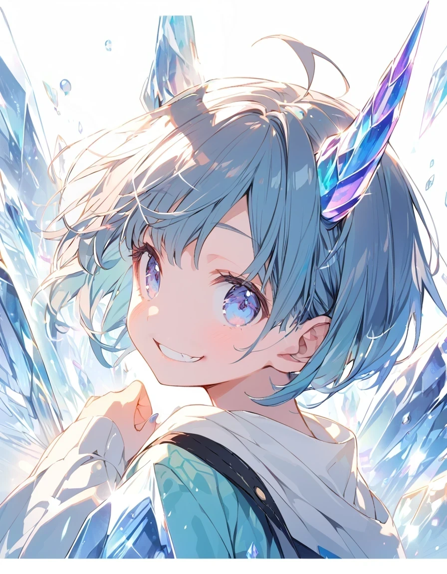 White background Light blue hair