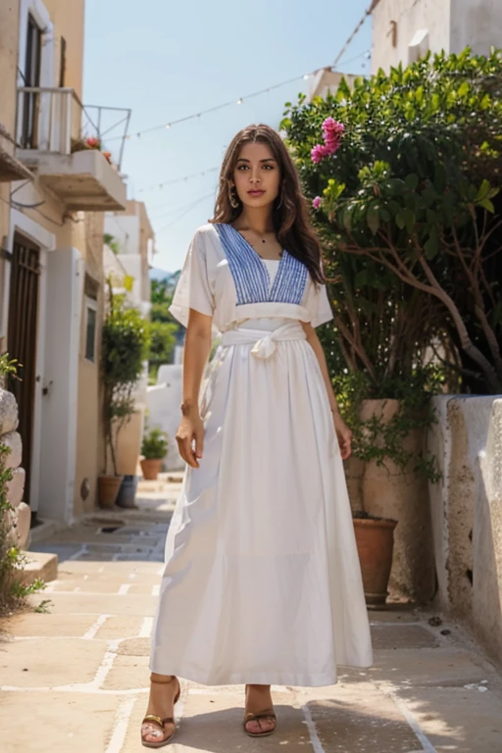 Beautiful female in traditional greek clothes