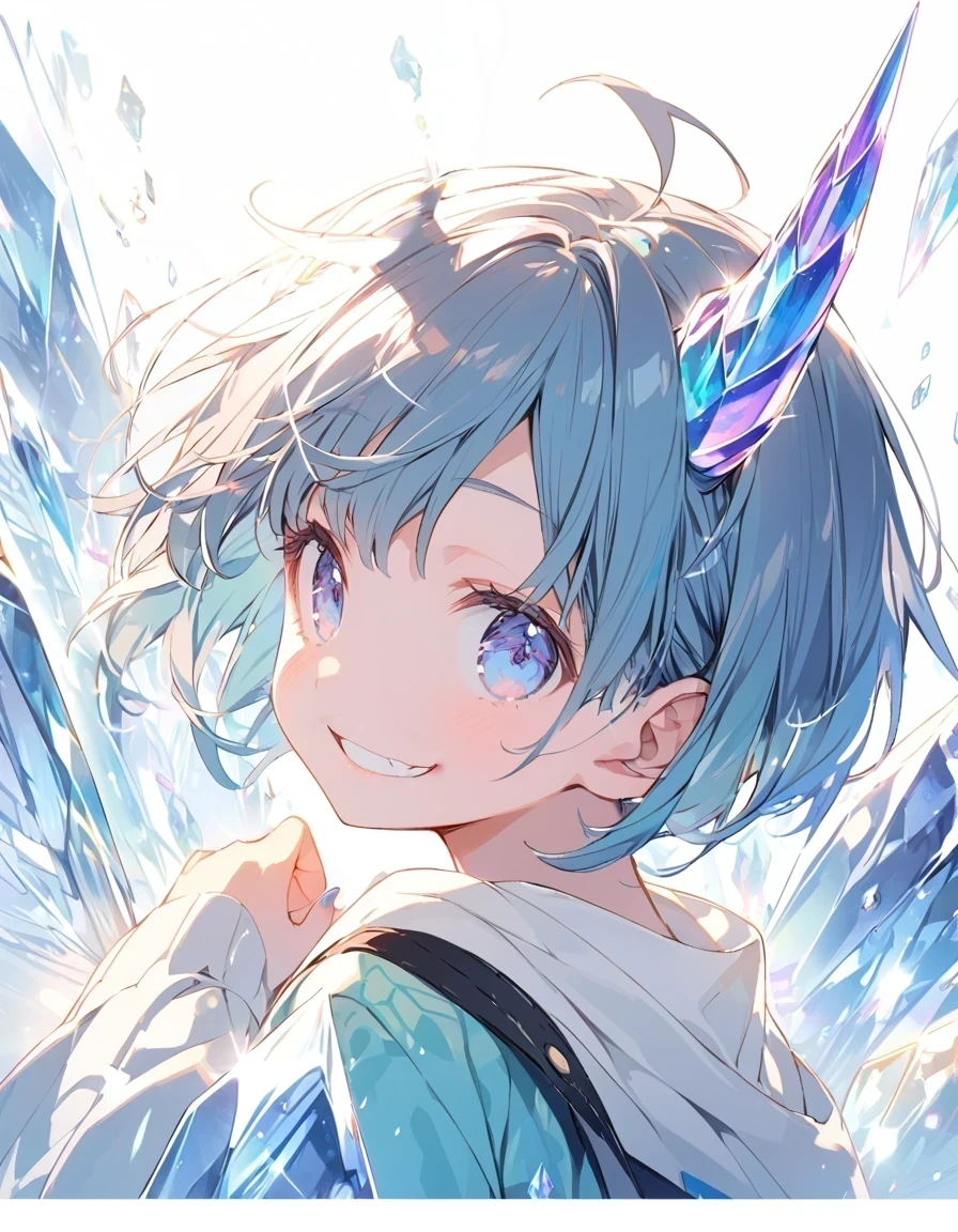 White background Light blue hair