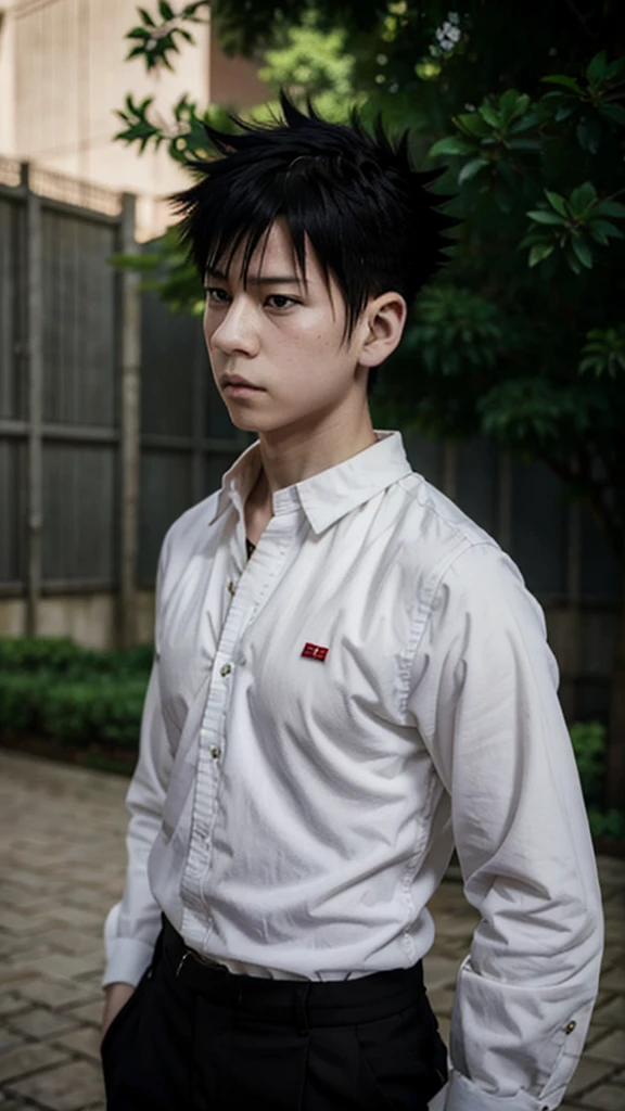 four , Japanese, naked, gay, boy, rain, whole body, penis, SWEAT, WHITE SCHOOL-shirt, STANDING, DARKNESS