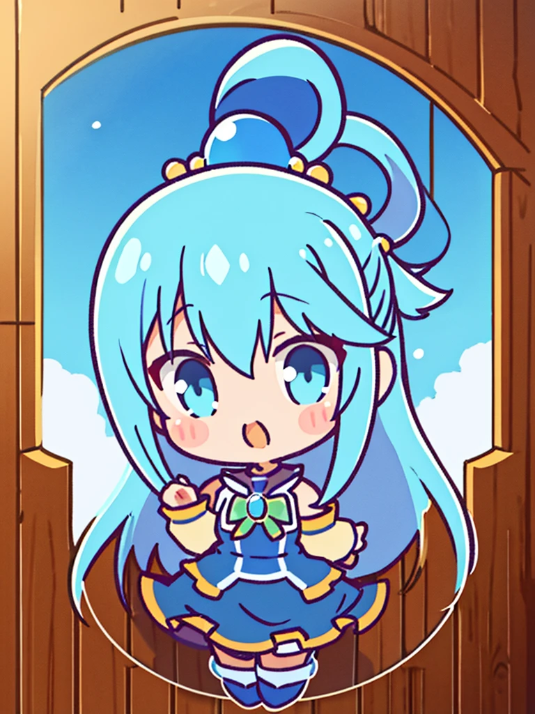 (better quality)), ((masterpiece)), (Very detailed), A high resolution, Aqua Konosuba, blue dress, thin hair, hair clip