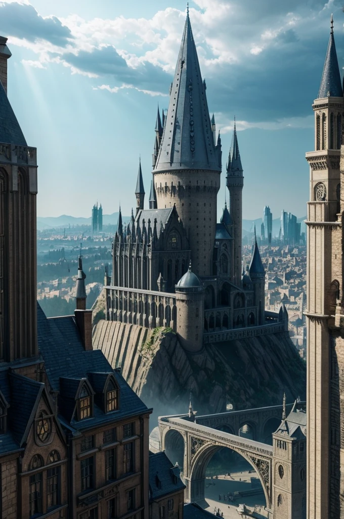 I want the character Harry Potter in a future city 