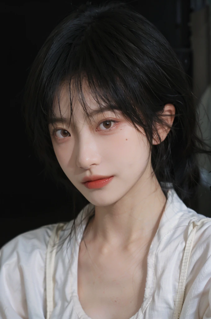 1 girl,model,short hair,A faint smile,serene, calm,Moles under the eyes,Exquisite eyes, Delicate face,Lipstick,earrings,Hair details, dress,(Dress conservatively:1.3)(Large Breasts:1.2),outdoor,background,城市background,(Skin details:1.4),(Realistic and detailed eyes:1.2), Natural skin texture, Realistic facial details,Close-up of face,Portrait Photography,(Portrait Photography:1.1), (smooth skin textures:1.3), (Highest quality real skin textures:1.4), Direct vision,Soft dramatic lighting, Vivid details, 35 mm film, (Photo Practical:1.4), (hyper Practical:1.4), (Practical:1.3), (Smoother lighting:1.05), (Improve lighting quality:0.9), (Enhance the beauty of skin texture:1.1), Depth of Field, Bokeh, Surrealism, Ray Tracing, ( Surrealism, High Detail, Chiaroscuro, Ray Tracing, reflected light, Ultra HD, Ultra HD, masterpiece, Textured Skin, Super Detail, High Detail, high quality, best quality