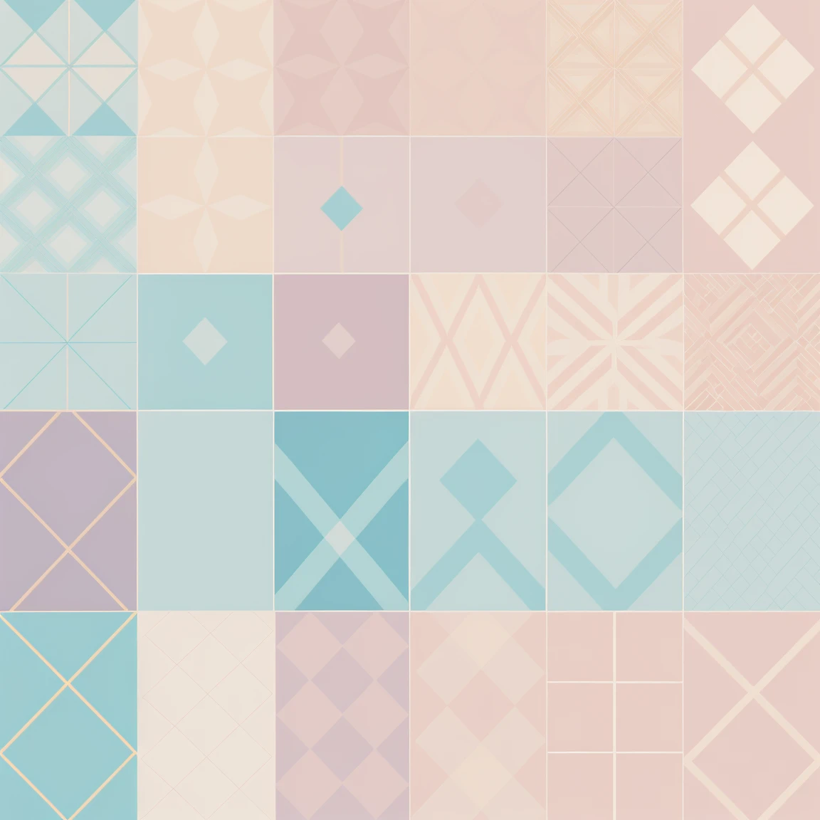 pattern of geometric forms in different positions in different pastel colors background, minimalist style