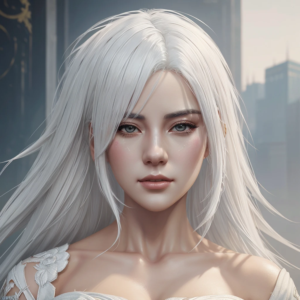 a close up of a woman with white hair and a white mask, beautiful character painting, guweiz, artwork in the style of guweiz, white haired deity, by Yang J, epic exquisite character art, stunning character art, by Fan Qi, by Wuzhun Shifan, guweiz on pixiv artstation