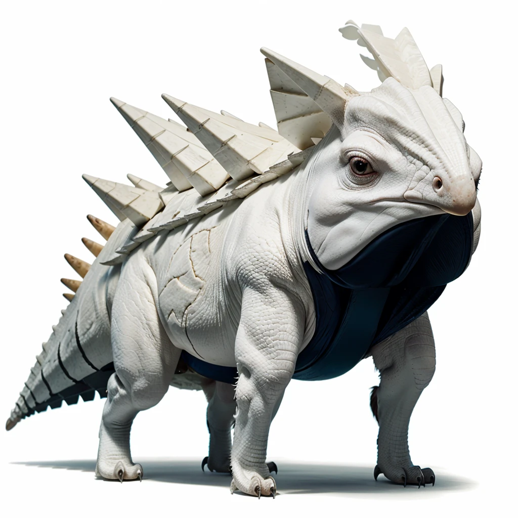 Big Animaly, full white albino skins, full white eyes, cassowary mixed with stegosaurus, Grassroots, no background