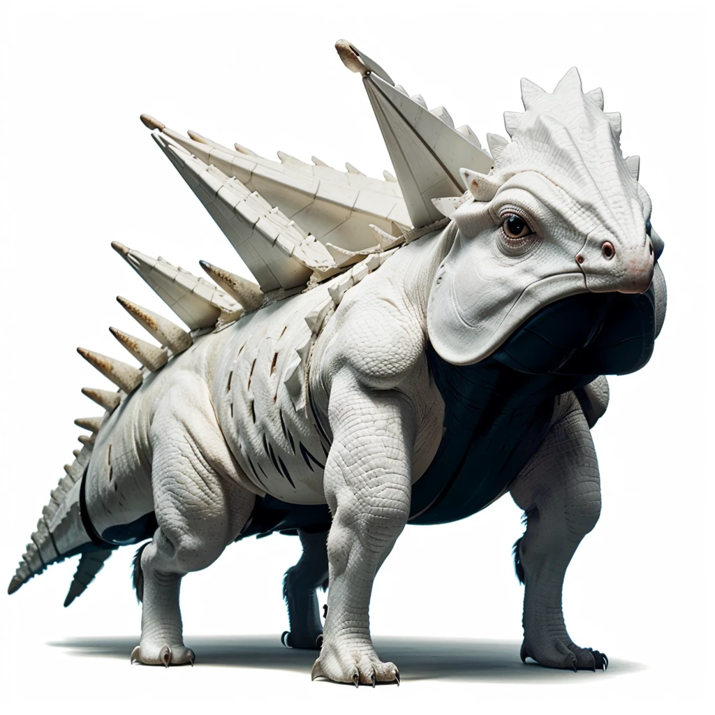 Big Animaly, full white albino skins, full white eyes, cassowary mixed with stegosaurus, Grassroots, no background
