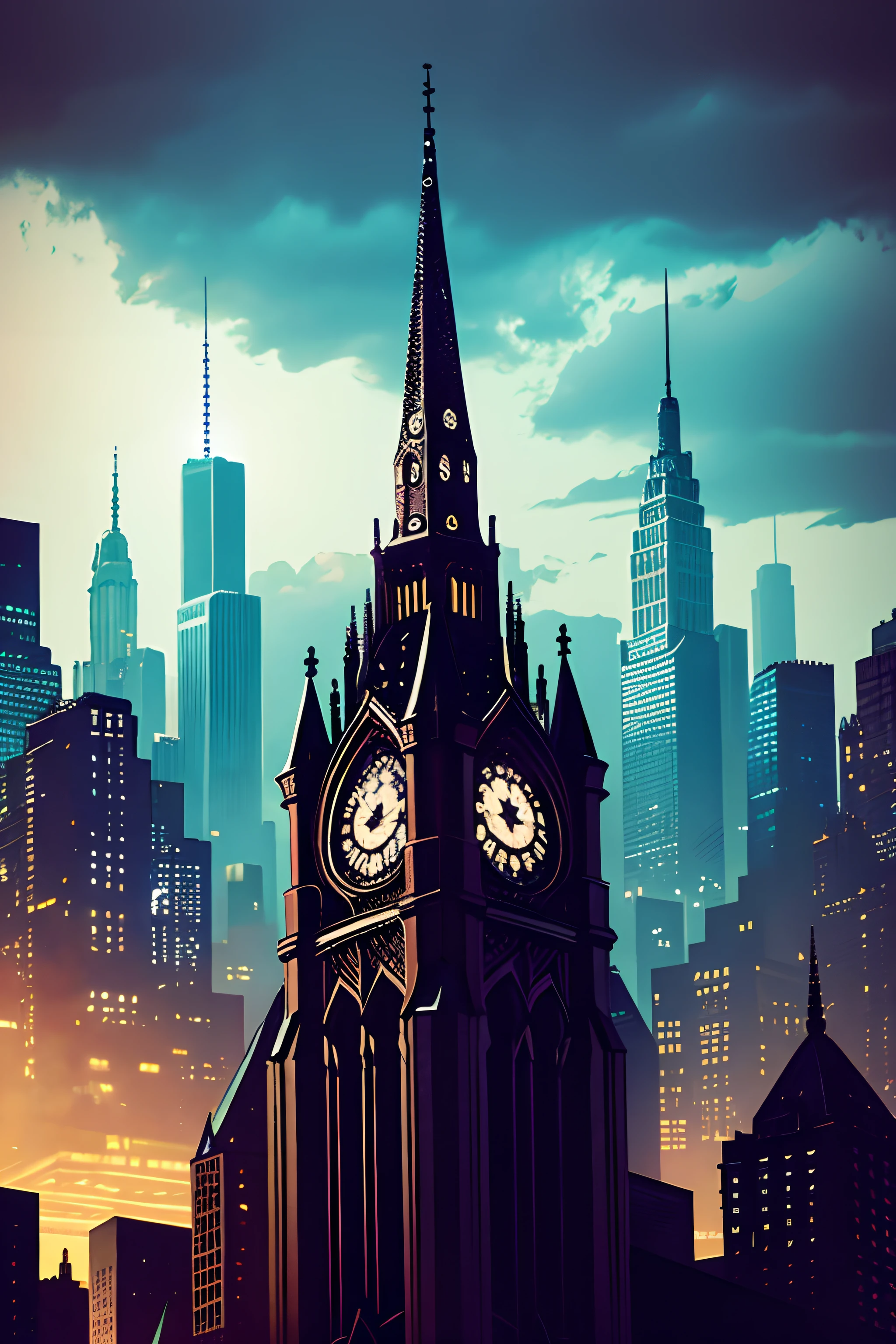 gotham city, church, morning