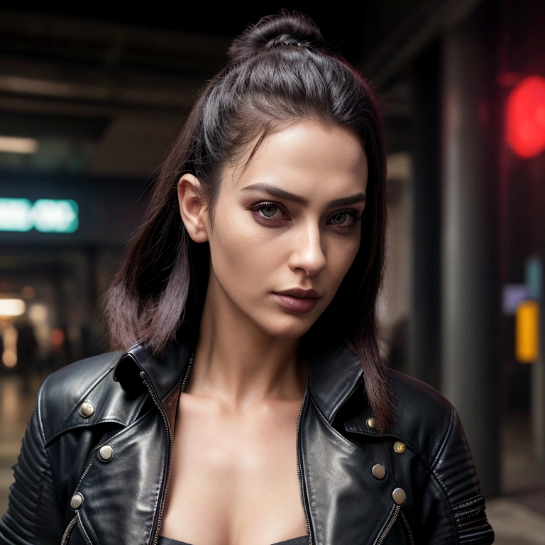 Realistic enhance photo and wear cyberpunk leather jacket for background facebook and WhatsApp war