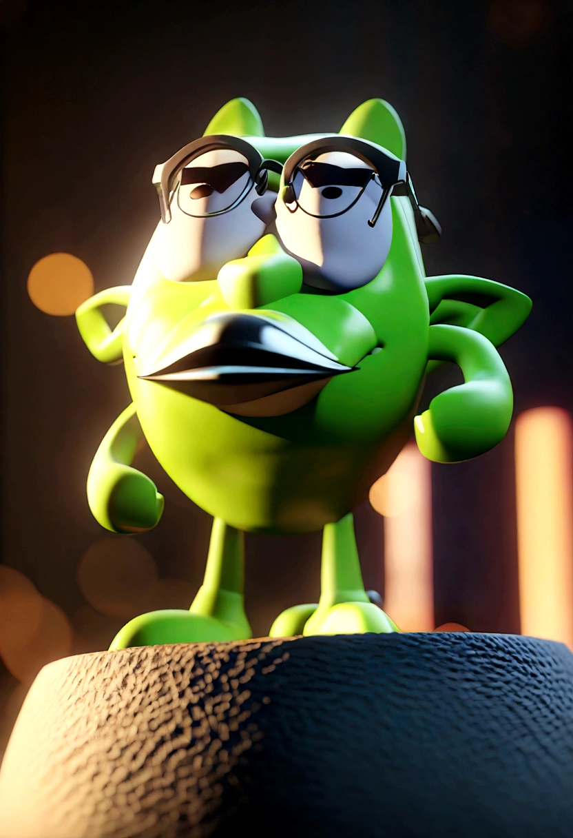 Cartoon character of a man in black glasses and blue shirt, an animated character, stylized character, animation style rendering, 3d stylized, Arnold Maya rendering, Stylized 3D rendering, toon render screenshot, 3d character, 3d character, Stylized 3D rendering, 3D character rendering, cartoon character, Personagem de close up, character posing, (Pixar-style) (master part:1.2) (bokeh) (best qualityer) (skin detailed) (detailed texture) (8K) (Argilla) (cinematic lighting) (sharp focus，Sit down and lift your upper body