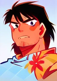highres,High quality,(Beautiful), ((masterpiece)),(naughty man) (long black hair) (Eyes red) (muscled body) (wears a black leather jacket) (White tank top) (blue jeans) (sujo de sangue) (sorriso sádico e debochado)