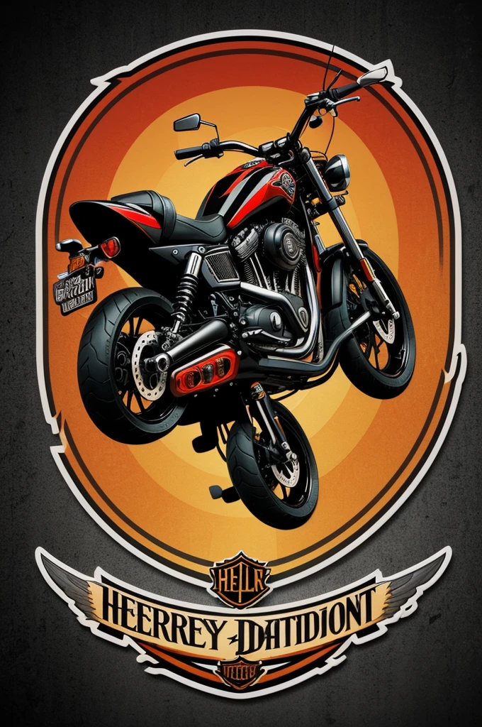 stylish sticker art, create a logo with the following title: (("HEBAT")), subtitle: (("BUKAN BESHE-BESHE")), featuring illustrations of harley davidson motorcycle logo, typography, 3d render, vibrant