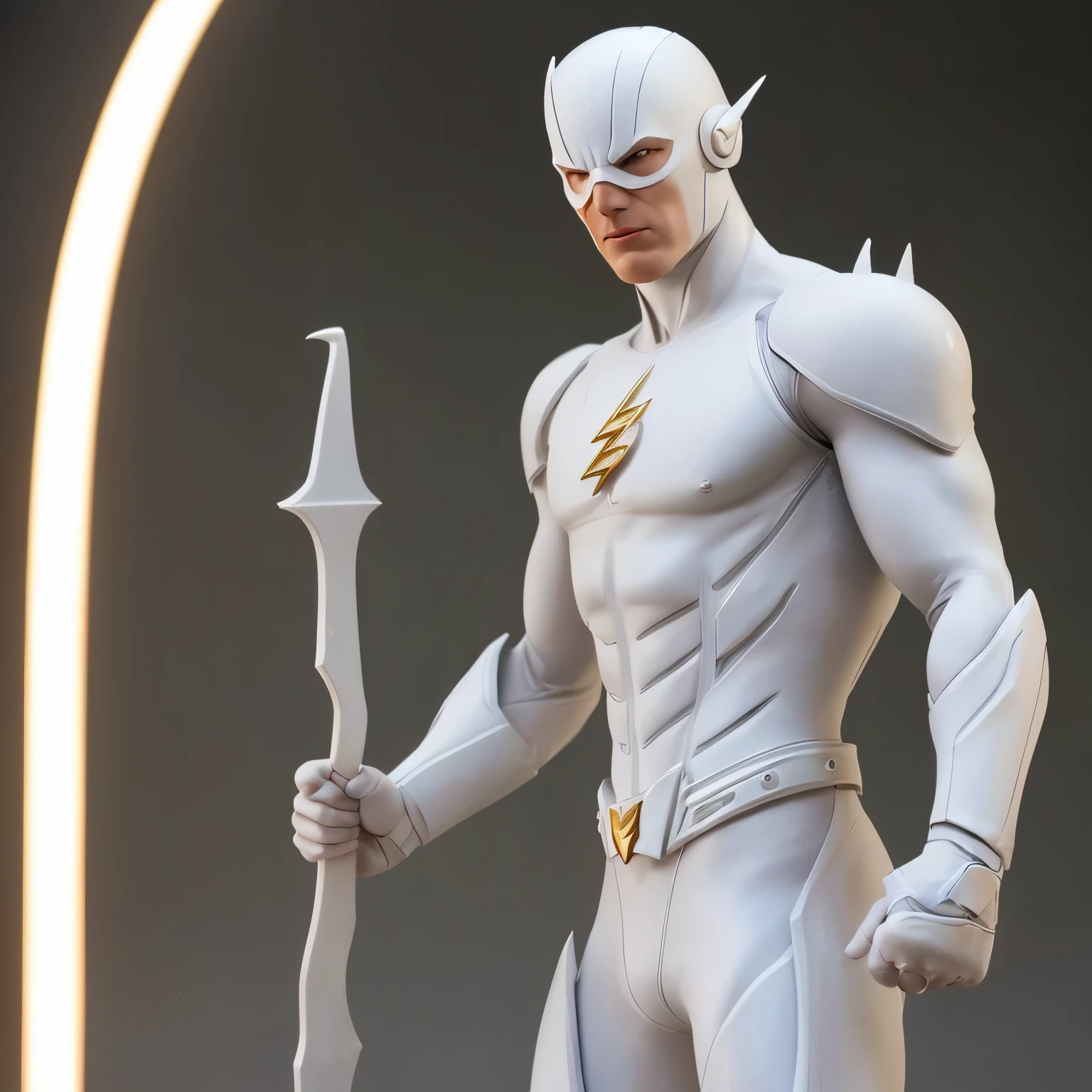 Create An Extremely Amazing Realistic White The Flash Superhero Very Futuristic Very Lifelike Sculpture Extremely Cool Looking With Awesome Statue Like Features. 