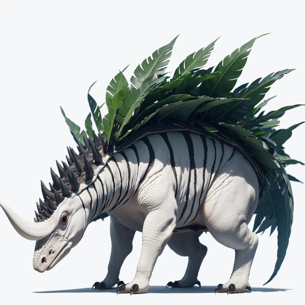 Big Animaly, full white albino skins, full white eyes, cassowary mixed with stegosaurus, Grassroots, no background