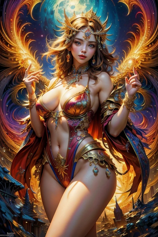 (masterpiece, Highest quality, Highest quality, Official Art, beautifully、aesthetic:1.2), (One girl), Very detailed,(Fractal Art:1.3),colorful,Most detailed,Large Breasts,Feminine gestures
