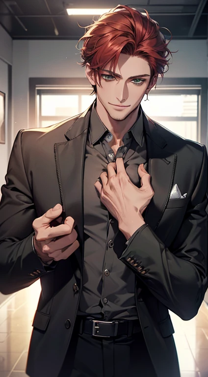 (of a man),boy,mature,Handsome face,big chest and thin waist,long leges,There are on the upper body,Trousers,tiese,Soft bed,