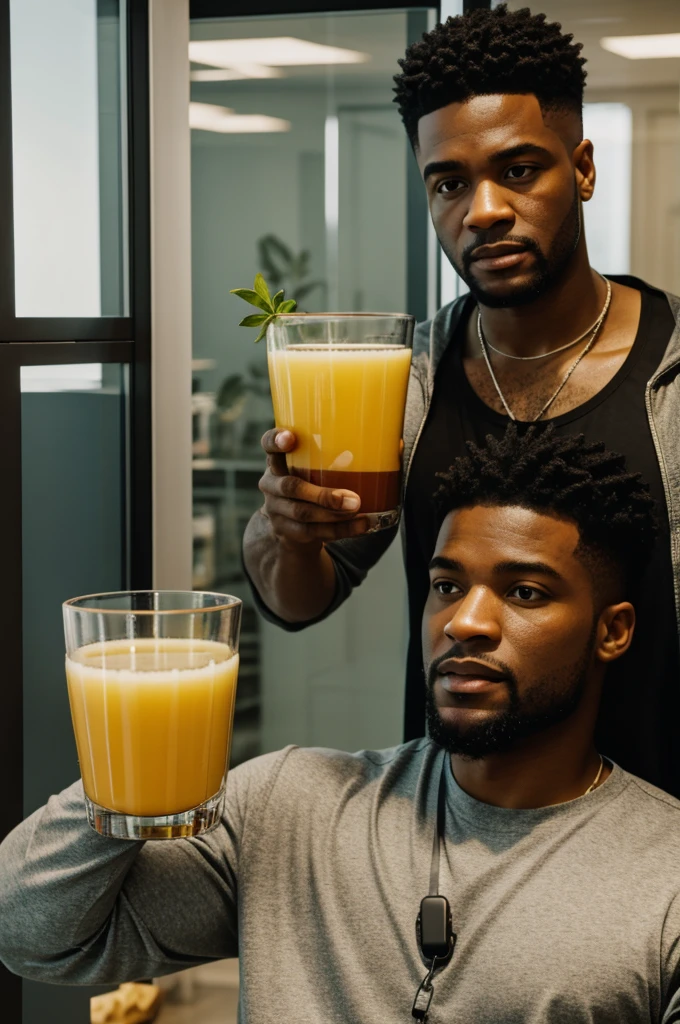 Glass talked with juice