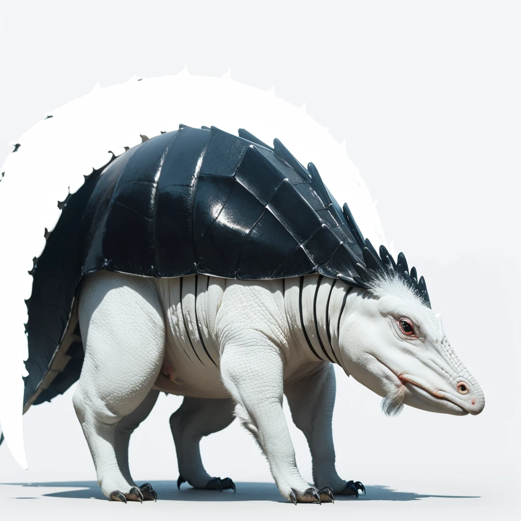 Big Animaly, full white albino skins, full white eyes, cassowary mixed with stegosaurus, Grassroots, no background