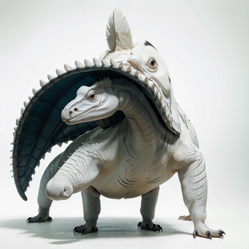 Big Animaly, full white albino skins, full white eyes, cassowary mixed with stegosaurus, Grassroots, no background