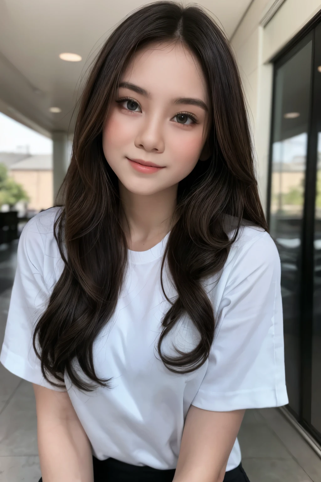 adorable, 1 girl, (face to face), 10 years old, baby face, happy, half body portrait, (face details: 1), (eye details:1), ((big breasts)). wearing transparent transparency long shirt, .. Cute posed. proportional body. Ultra High Res. realistic: 1.4, UHD