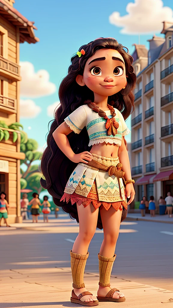 Moana with a crop top in Paris