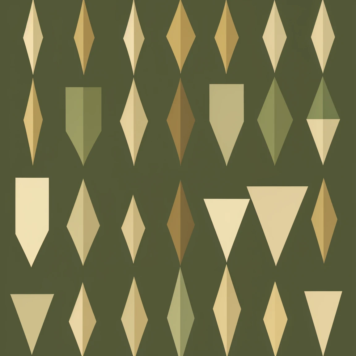 pattern of geometric forms in different positions in different olive and cornsilk colors background, minimalist style
