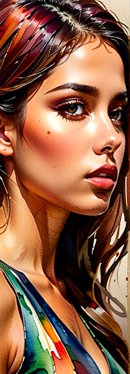 side view of girl,I'm feeling sad because I'm disappointed with something..,watercolor,abstract art,greatly exaggerated