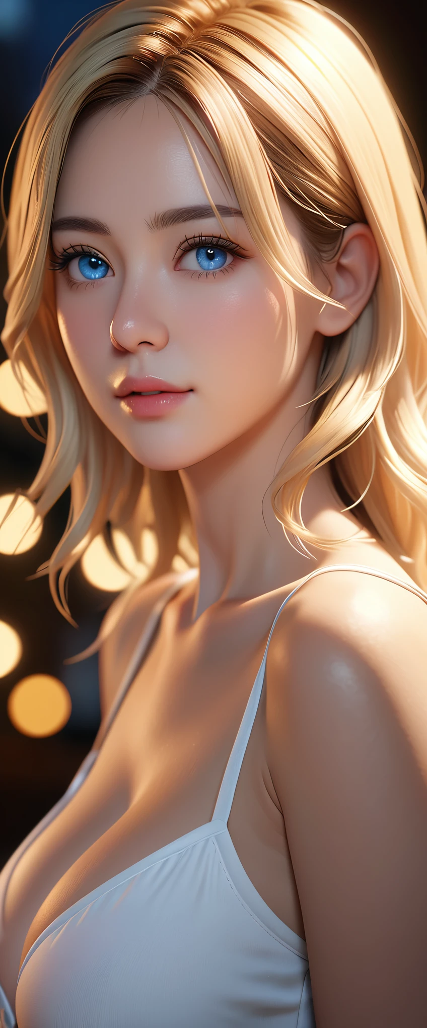 best quality, masterpiece, High resolution, portrait, actual, blue eyes, blond, Large Breasts, 8K resolution, high qualityCG, Beautiful CG, Soft Light, The Tyndall effect, lifelike, two-tone lighting, Side lighting, (HD Skin:1.2), 8K超高清, high quality, Volumetric lighting, confess, photography, 超High resolution, 8K, Bokeh, Shallow depth of field