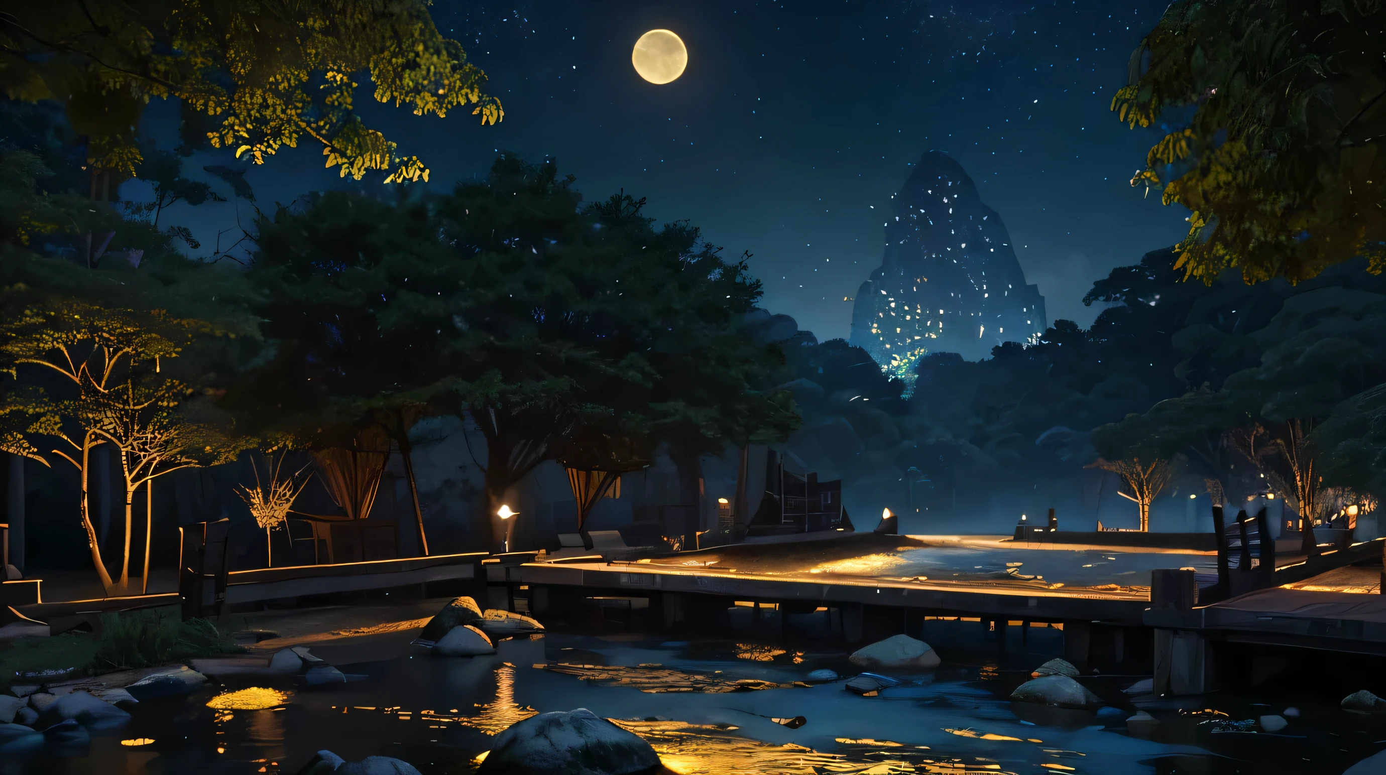 Live-action footage,Highest quality,8K,Official Art, Ancient Malaysia, Ancient Street, (Lots of fireflies), (night), (moon), Light, Beautiful views, Spectacular landscapes, Realistic lighting, masterpiece, high quality, Beautiful graphics, High detail, Global Illumination, Unreal Engine Rendering, Octane Rendering, (High resolution:1.3)