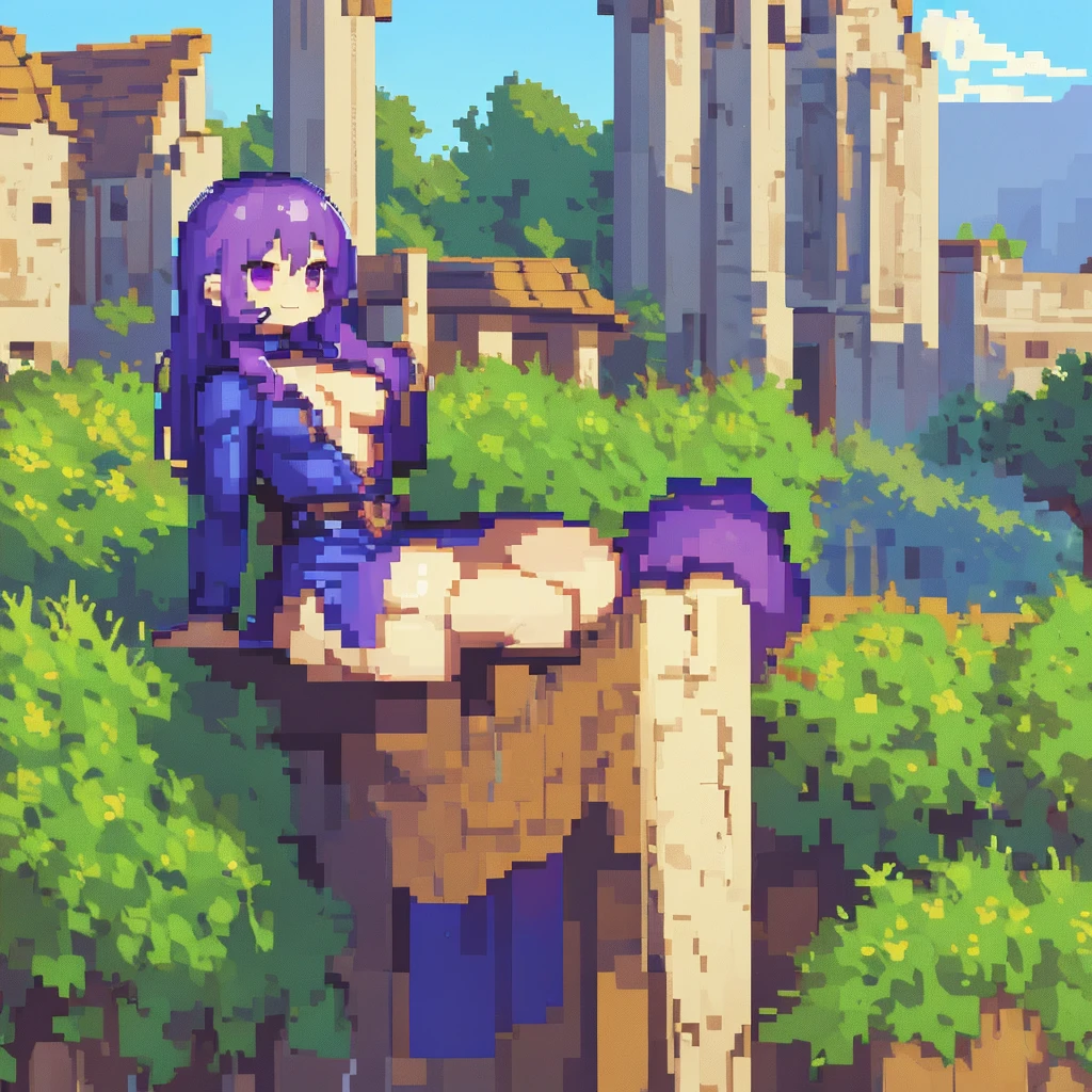 ( pixel art,:1.56), abigail from stardew valley, pixelated upper body sprite portrait from the shoulders up, pale mucular goth girl, (purple hair:1.2), enormous muscles, deltoid muscle, muscular trapezius muscle, muscular chest, abigail from stardew valley with muscle, abigail muscle mod, goth girl clothing, black chocker accesory, cute goth girl, cute smile, abigail stardew valley smile, big cute eyes, harmless eyes, reassuring eyes, pink blush, pixelated sprite, best quality, simple color palette, perfect anatomy