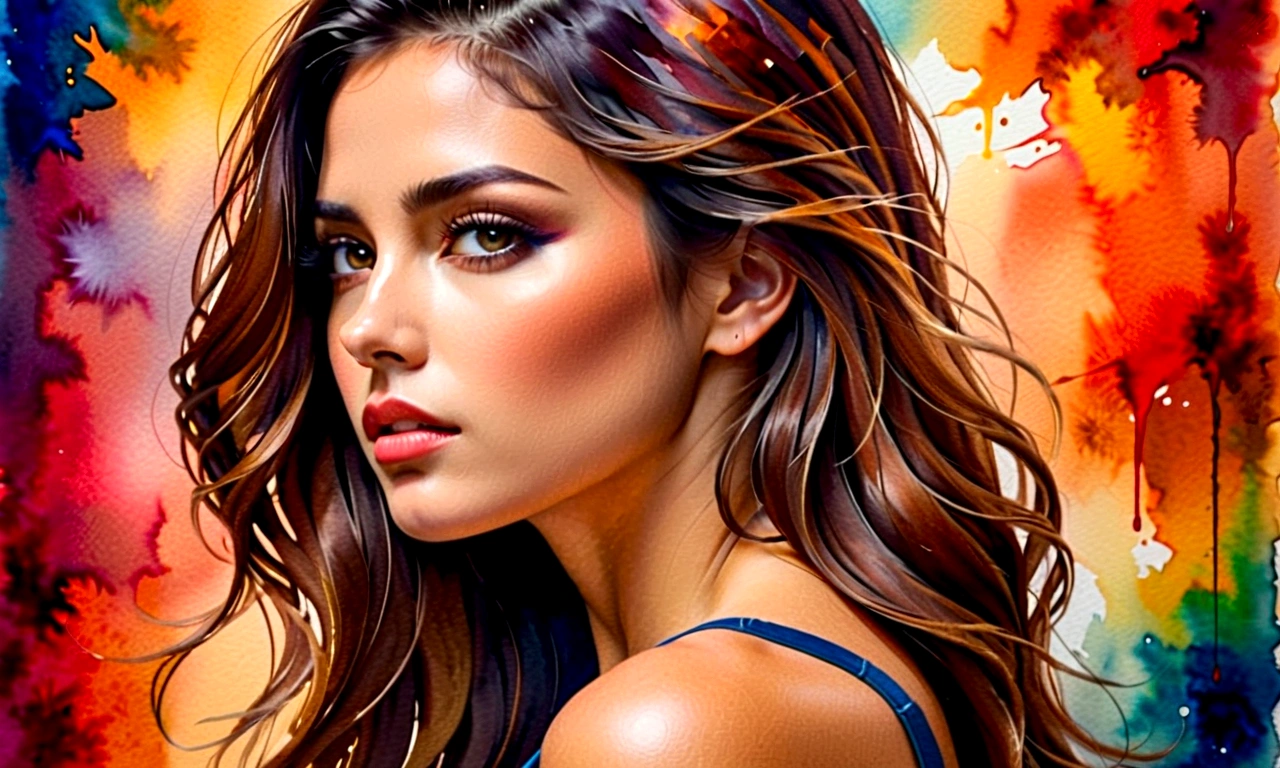 side view of girl,I'm feeling sad because I'm disappointed with something..,watercolor,abstract art,greatly exaggerated