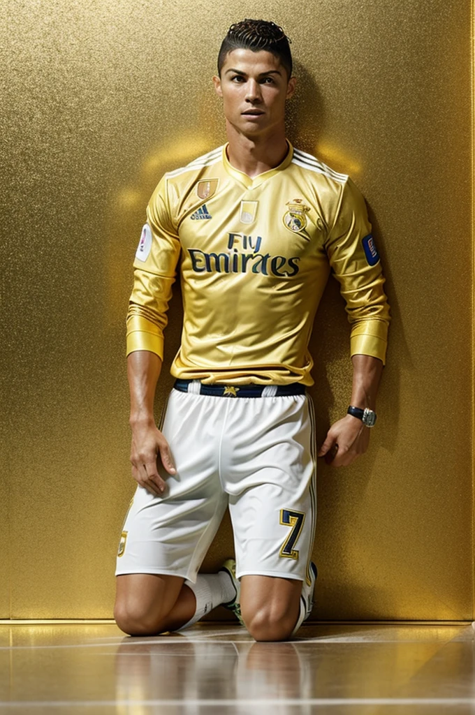 Cristiano Ronaldo on gold wall and floor