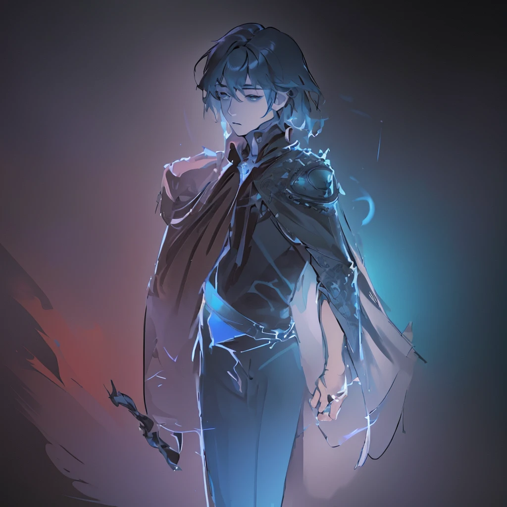 masterpiece, best quality, (extremely detailed CG unity 8k wallpaper), (best quality), (best illustration), (best shadow), absurdres, beautiful detailed, art by PeterMohrBacher, sketch, Line Art, a boy with cape, Mage