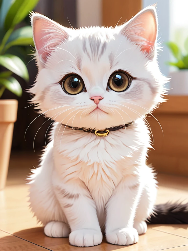 anime style, a cartoon cat, cute