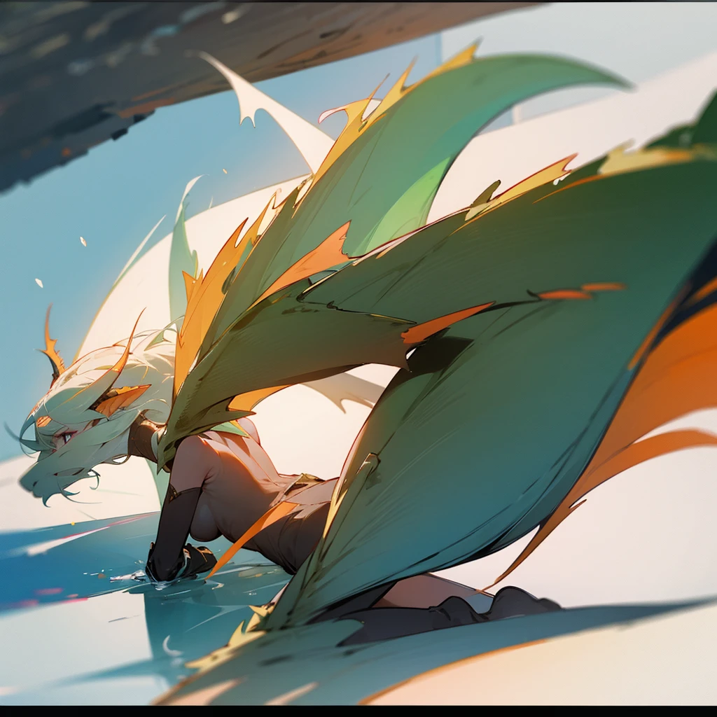 masterpiece, best quality, trance tina, body fur, monster girl, claws, flying through the air, angry, tears in eyes, crying, blue sky, side view <lora:tina-nvwls-v1-000012:0.9>